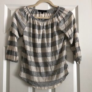 Grey and white cotton blouse